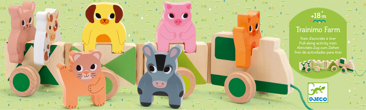 Trainimo Farm Wooden Pull-Along Activity Toy