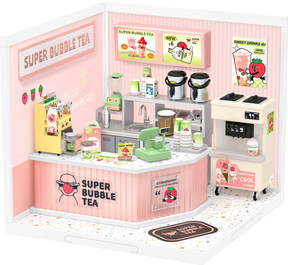 DIY Miniature House Kit: Double Joy Bubble Tea