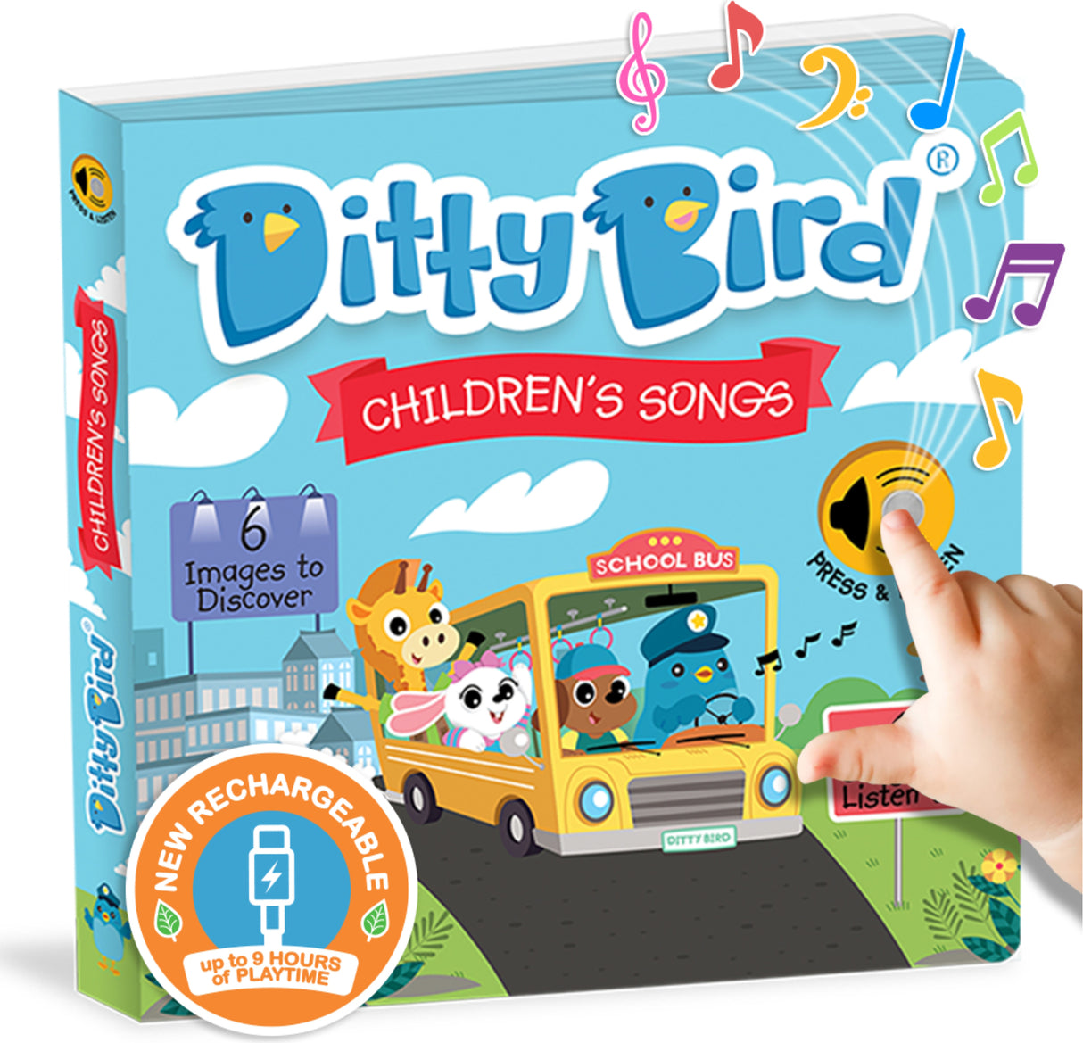 Ditty Bird | Children’s Songs | Interactive musical Book for toddlers 1- 3 | Nursery Rhymes Musical Books | Wheels on the Bus