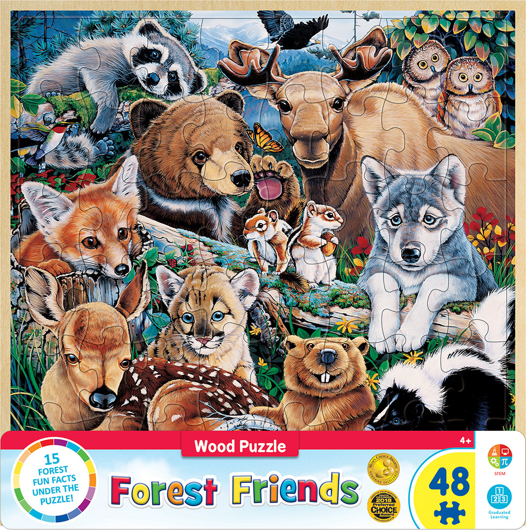 Wood Fun Facts - Forest Friends 48 Piece Wood Puzzle