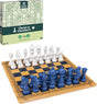 Mindful Classics - Chess Checkers Board Game Set with Bamboo Wooden Box