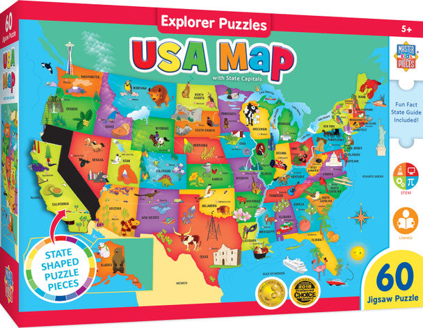 Explorers - USA Map Specialty box 60pc Kids Puzzle