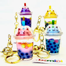 Pastel Kitty Floaty Boba Key Charm
