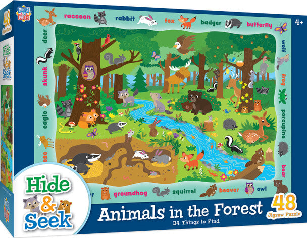 Hide & Seek - Animals in the Forest 48 Piece Kids Puzzle