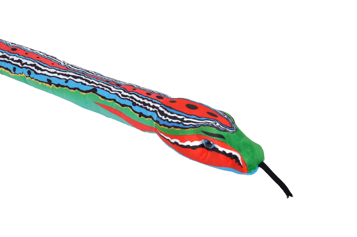 54" Green, Blue & Red Snake Plush 54"