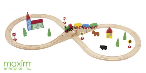 37 Pc Figure 8 Wooden Train Set