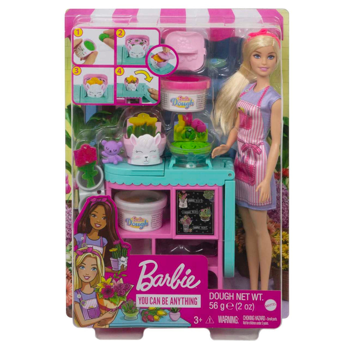 Barbie Career Florist Playset With Blonde Doll, Dough, Vases And More