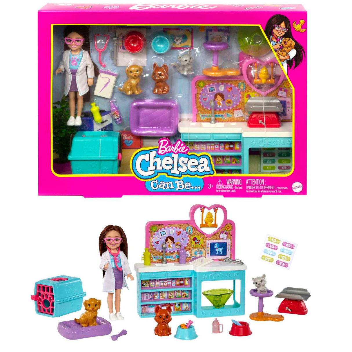 Barbie Doll Chelsea Pet Vet Playset With Doll, 4 Animals And 18 Pieces