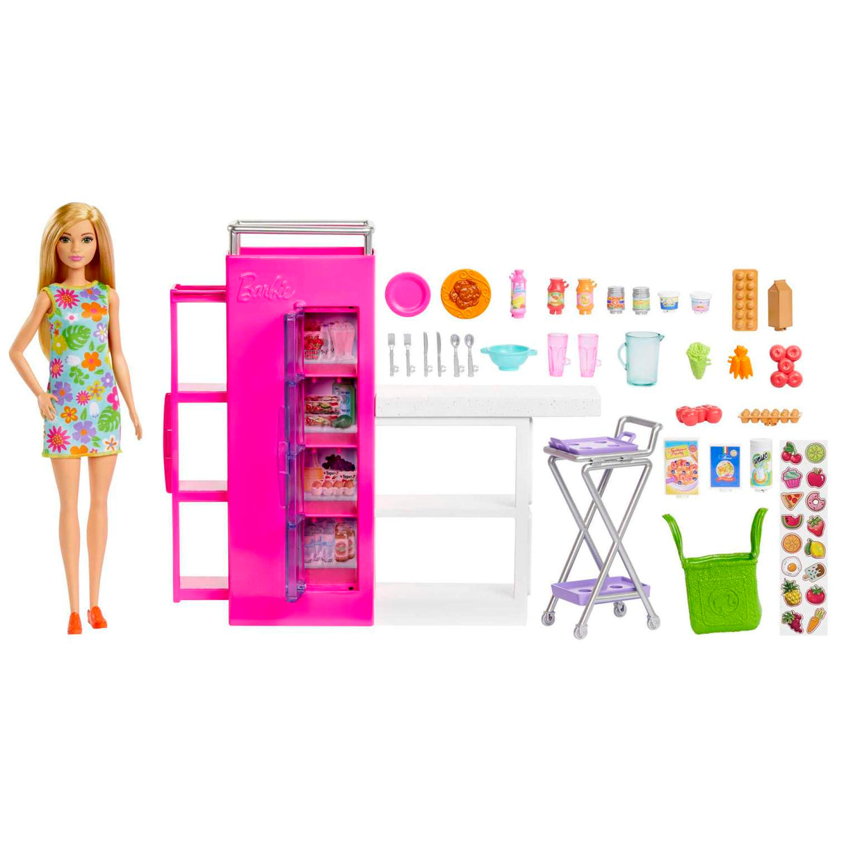 Barbie Doll And Ultimate Pantry Playset, Barbie Kitchen Add-On With 30+ Food-themed Pieces