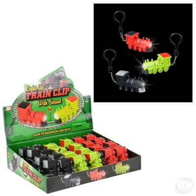 2" Light-Up Train Back Pack Clip with Sound