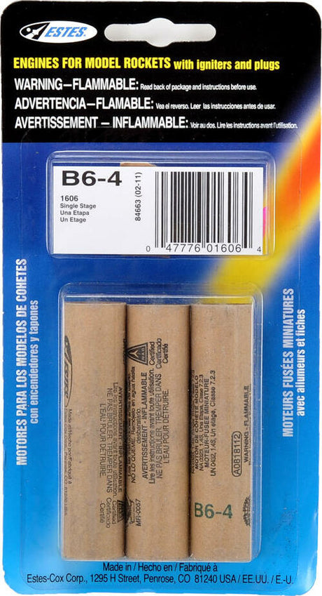 Estes B6-4 Rocket Engine (Pack of 3)