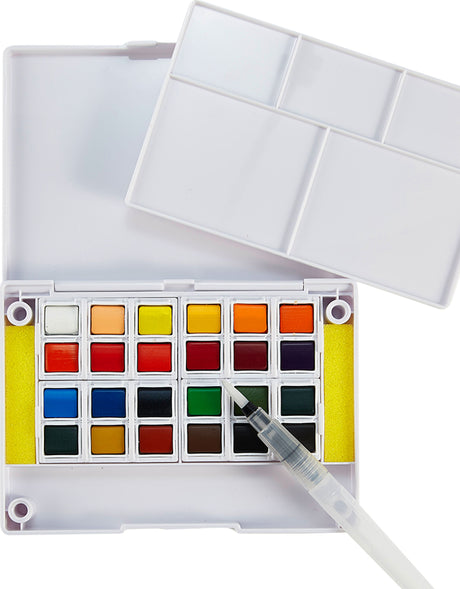 iHeart Art 24 Watercolors Water Brush Pen In Compact Travel Case