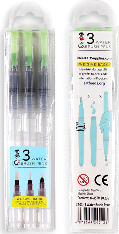 iHeart Art 3 Water Brush Pens Self-moistening Portable Brushes