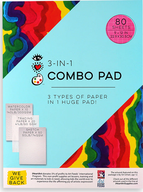 iHeart Art 3-in-1 Combo Pad: Tracing, Sketch Watercolor Papers