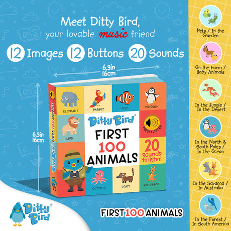 Ditty Bird - First 100 Animals Sound Book