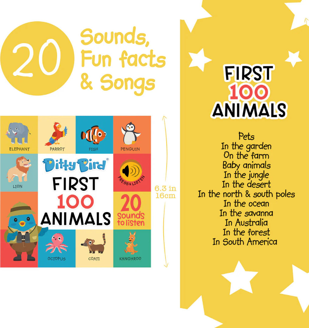 Ditty Bird - First 100 Animals Sound Book