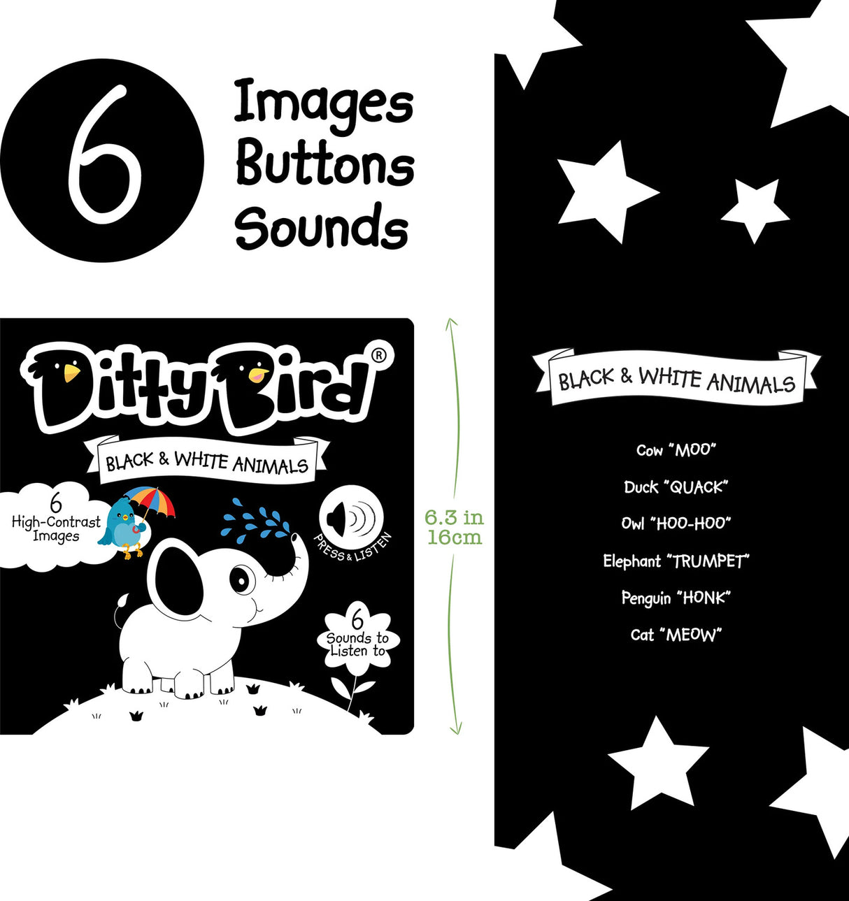 Ditty Bird - Black & White Animal Sound Book