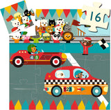 DJECO The Racing Car 16pc Silhouette Mini Jigsaw Puzzle