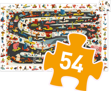 Djeco Automobile Rally 54Pc Observation Jigsaw Puzzle + Poster