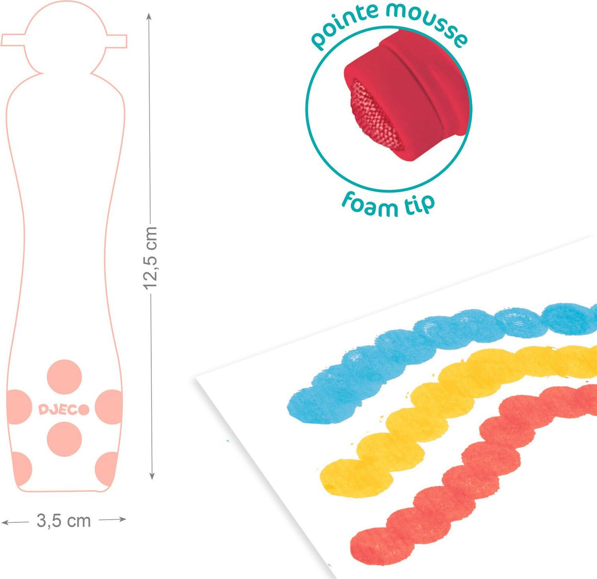 Djeco 6 Foam Markers For Little Hands