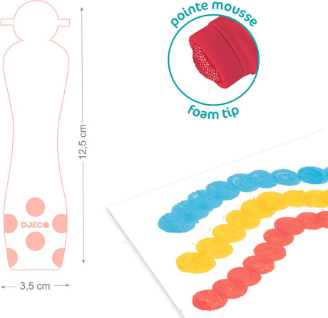 Djeco 6 Foam Markers For Little Hands