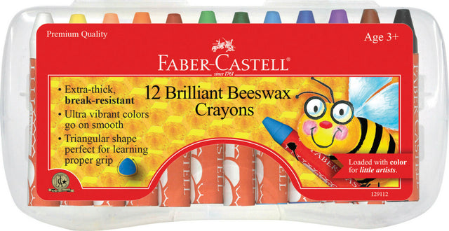 12 Brilliant Beeswax Crayons in Storage Case