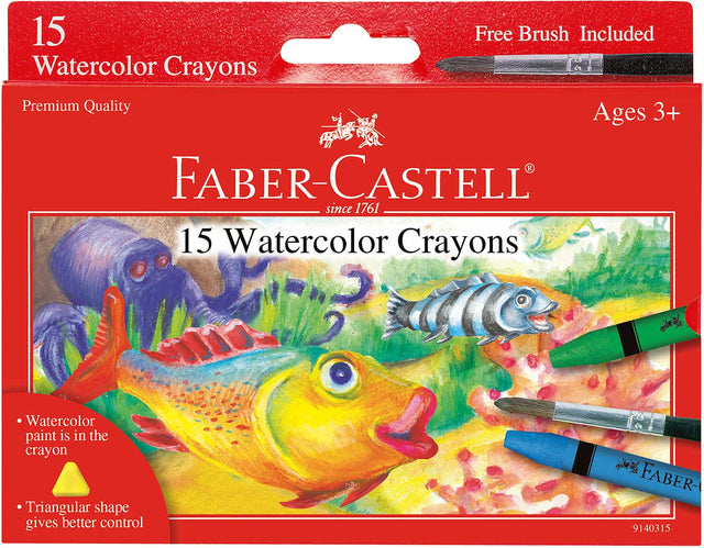 15 ct Watercolor Crayons with free brush