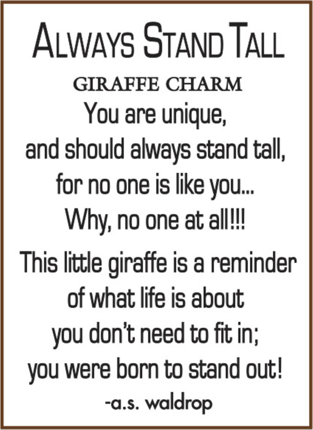 Always Stand Tall Giraffe Charm (assorted)