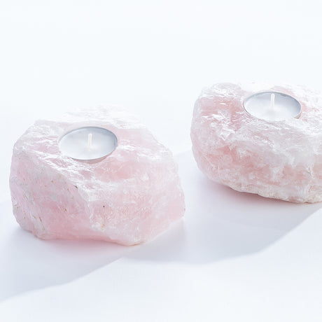 Rose Quartz Crystal Candle Holders