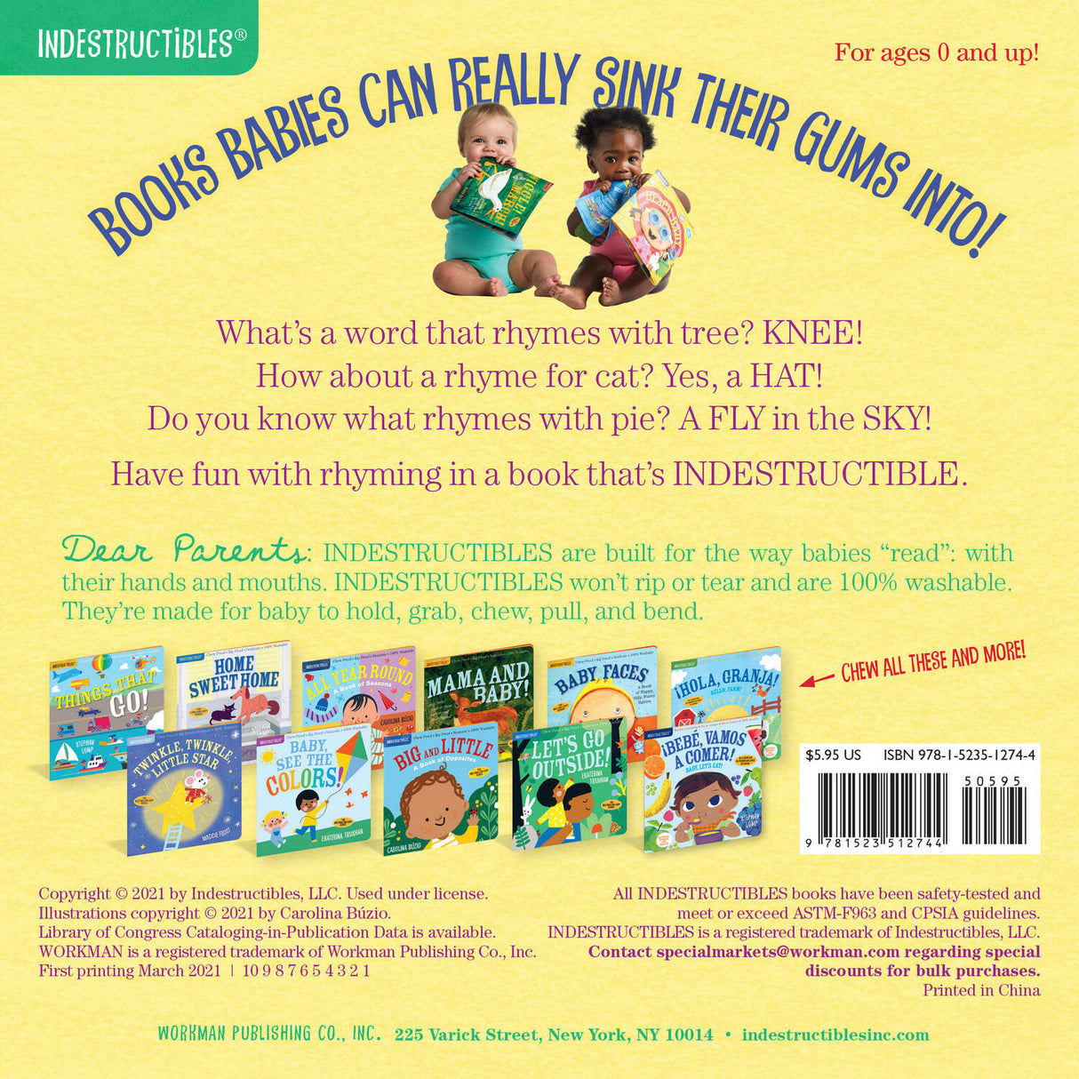 Indestructibles: Rhyme with Me!: Chew Proof · Rip Proof · Nontoxic · 100% Washable (Book for Babies, Newborn Books, Safe to Chew)