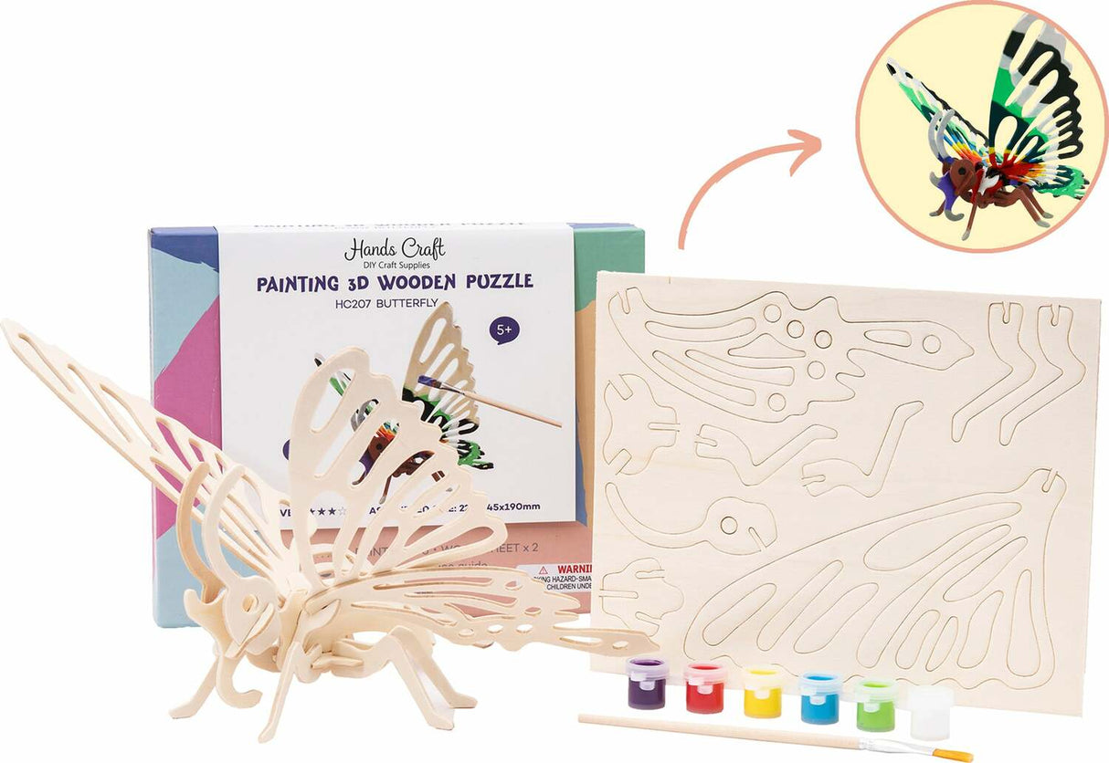 3D Wooden Puzzle Paint Kit - Butterfly