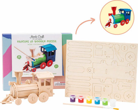 3D Wooden Puzzle Paint Kit - Locomotive