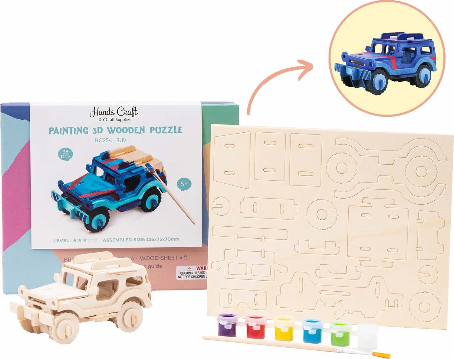 Wooden Puzzle with Paint Kit: SUV – Toys on the Square