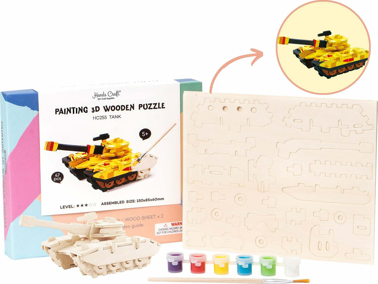 3D Wooden Puzzle Paint Kit - Tank