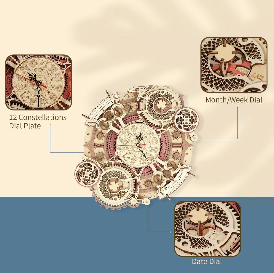 3D Mechanical Wooden Puzzle - Zodiac Wall Clock