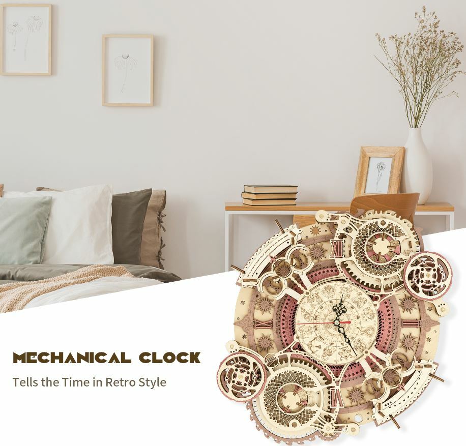 3D Mechanical Wooden Puzzle - Zodiac Wall Clock