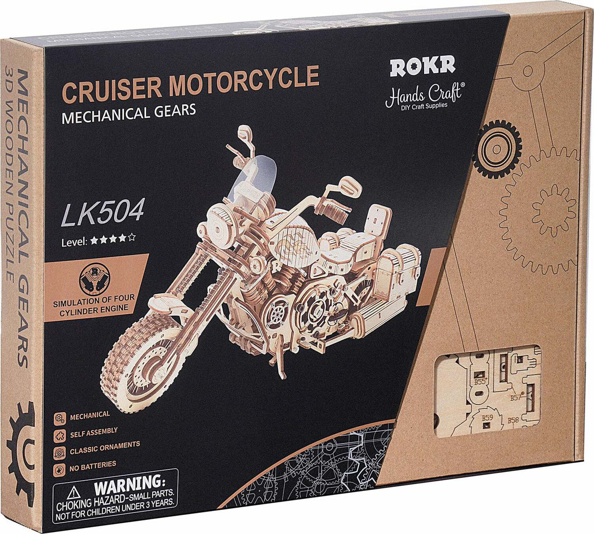 3D Mechanical Wooden Puzzle - Cruiser Motorcycle