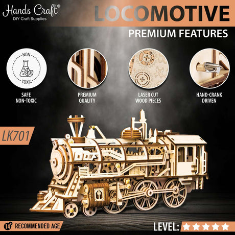 3D Mechanical Wooden Puzzle - Locomotive (Train)