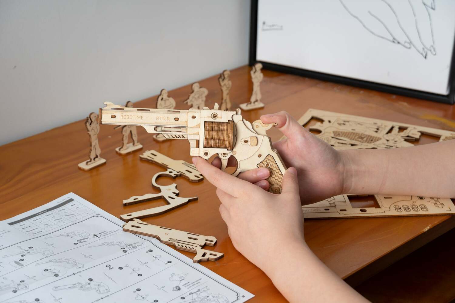Mechanical Wooden Puzzle: Corsac M60 Rubber Band Gun – Toys on the