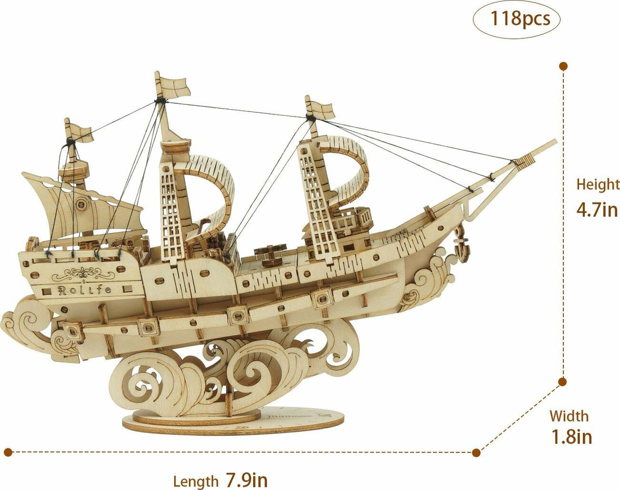 3D Modern Wooden Puzzle - Sailing Ship