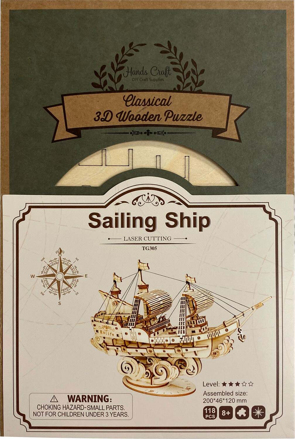 3D Modern Wooden Puzzle - Sailing Ship