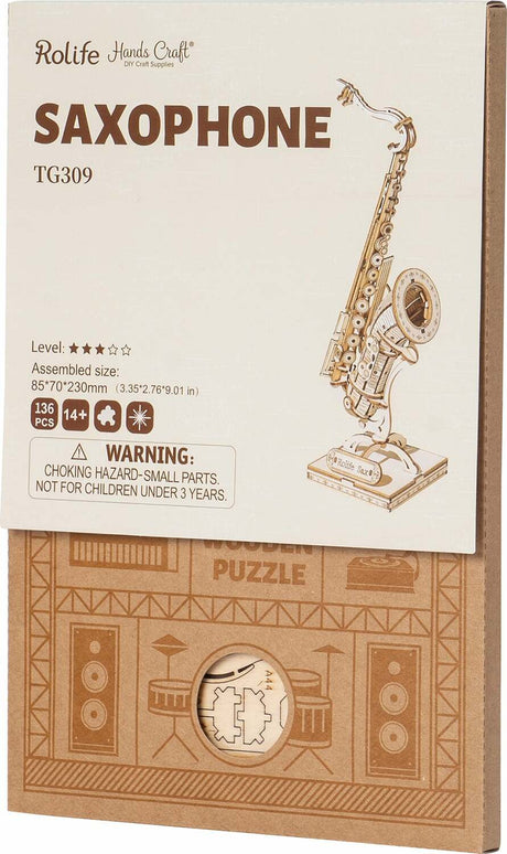 3D Modern Wooden Puzzle - Saxophone