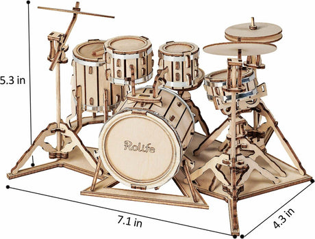 3D Modern Wooden Puzzle - Drum Kit