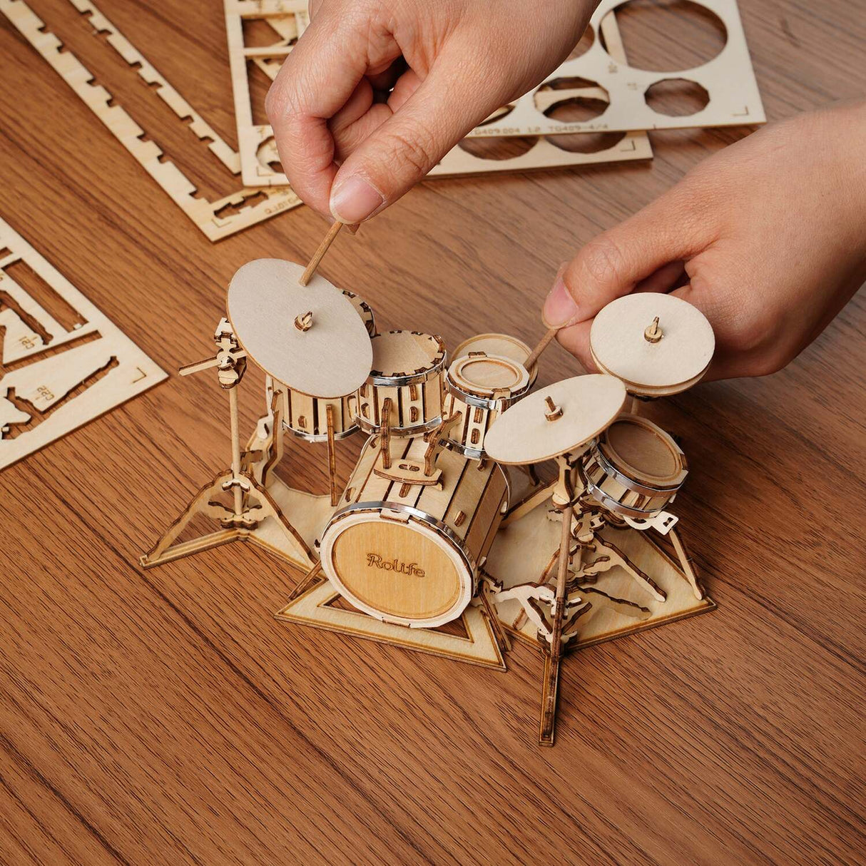 3D Modern Wooden Puzzle - Drum Kit