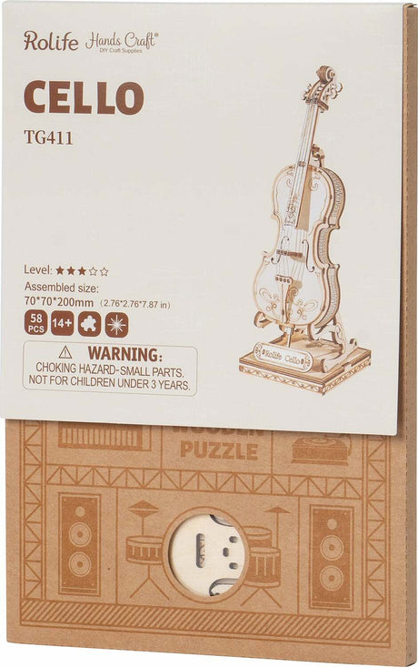 3D Modern Wooden Puzzle - Cello