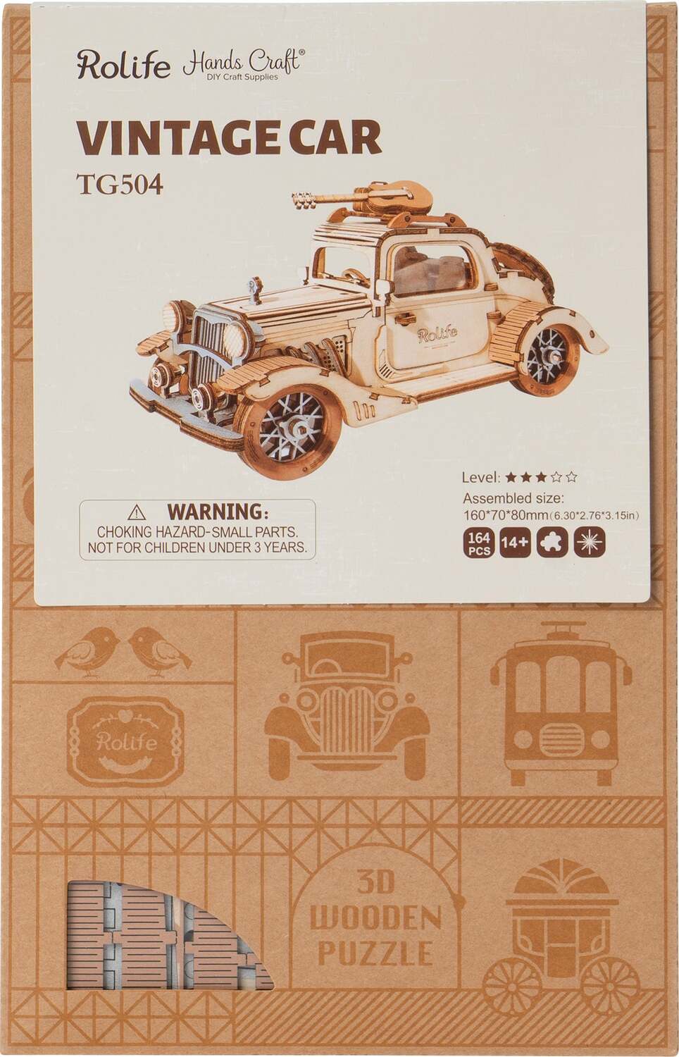 3D Modern Wooden Puzzle - Vintage Car