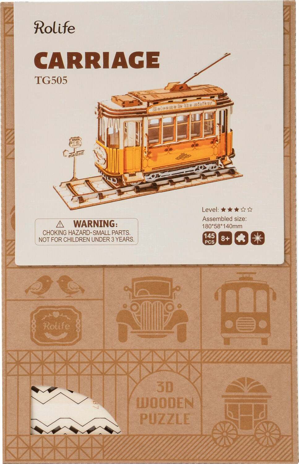 3D Modern Wooden Puzzle - Tramcar