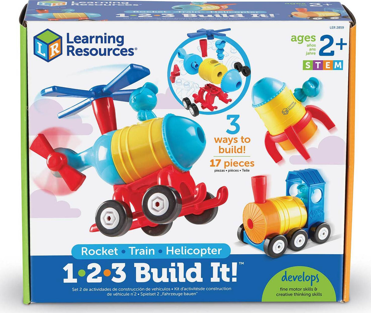 1-2-3 Build It! Rocket-Train-Helicopter