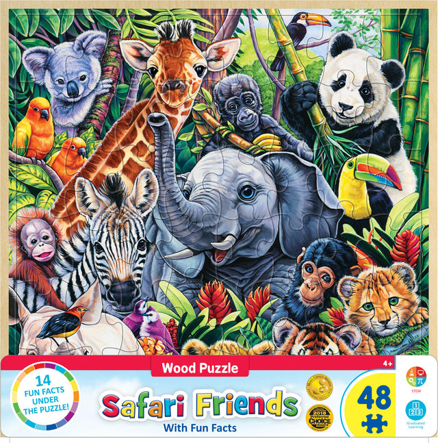 Wood Fun Facts - Safari Friends 48 Piece Wood Puzzle