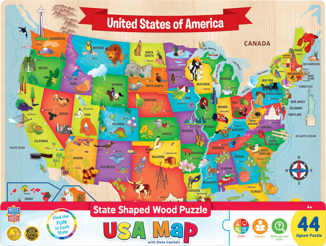 Educational - USA Map 44 Piece Wood Puzzle